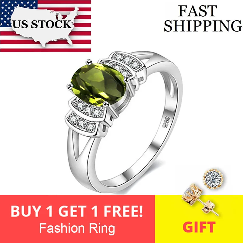 

US STOCK Uloveido Wedding Rings for Women Green Cubic Zirconia Engagement Ring Female Jewellery Oval Women's Ringen Charms Y3310