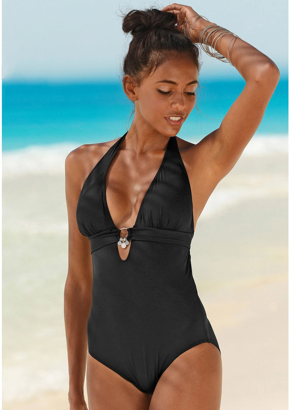 Купальник женский сплошной с глубоким V образным вырезом|swimwear ladies|one-piece suitswimwear