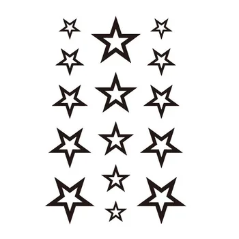 

New Design Hollow Solid Black Five Pointed Stars Hollow Waterproof Temporary Tattoo Stickers