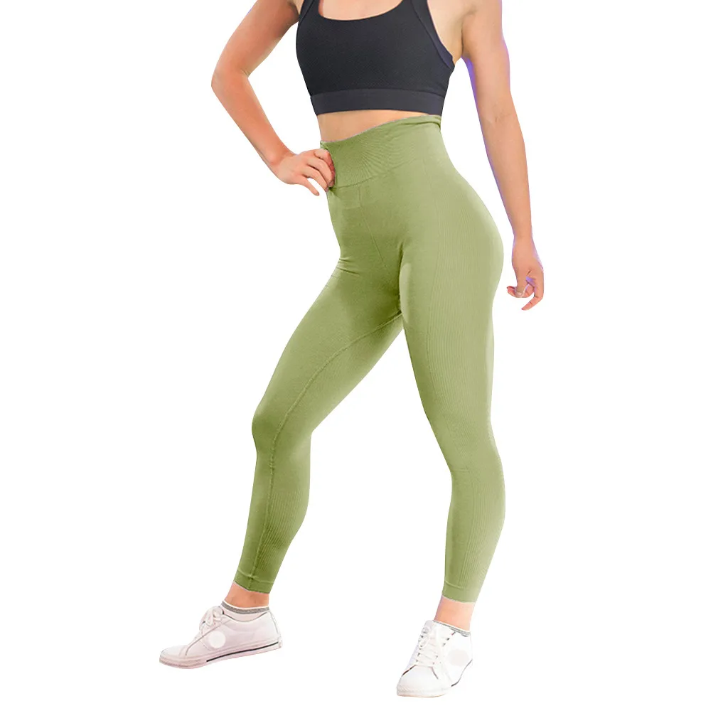 Женские повседневные однотонные Саржевые штаны для фитнеса, бега, йоги, спортивная одежда, женские бесшовные леггинсы - Цвет: Army Green