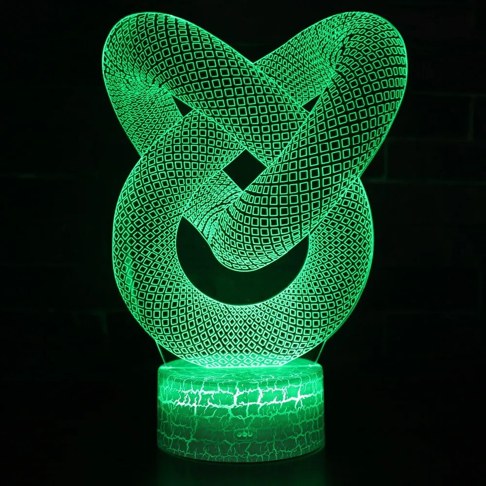

3D Visual LED Light Abstract Circle Hologram Illusions 7 Colors Changeable Decorative Lamp Best Night Light Gift For Home Deco