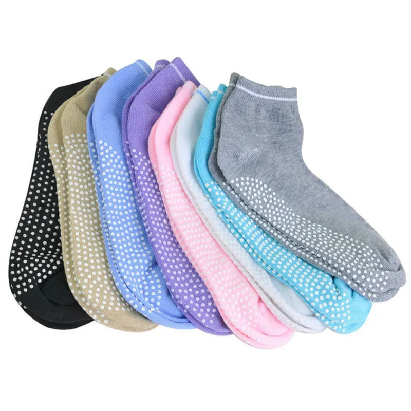 

1 Pair Silicone Dots Bottom Non Slip Sport Socks Solid Color Women Ankle Socks for Yoga and Pilatesf Low Price