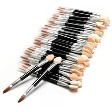 New 50 Pcs Applicator Double-Ended Cosmetic Brushes Women Makeup Eyeshadow Eyeliner Sponge Lip Brush Set Disposable