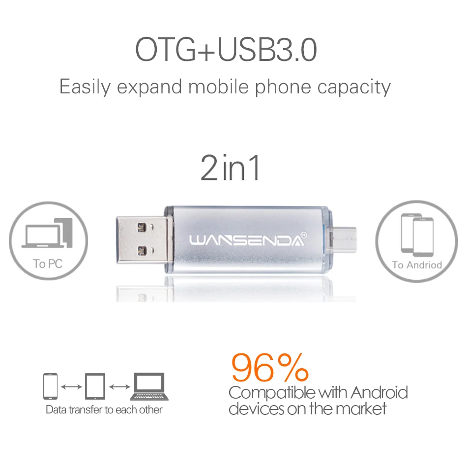 Высокоскоростной USB флеш накопитель WANSENDA Usb 3 0 OTG 128 ГБ Micro usb флешка 256 64 32 16 8 флэш
