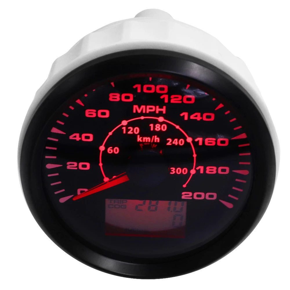 Universal 3-3/8" GPS 200MPH 300KM/H Speedometer Gauge Red LED Backlight For Car Universal 3-3/8" GPS 200MPH 300KM/H Speedometer Gauge Red LED Backlight For Car