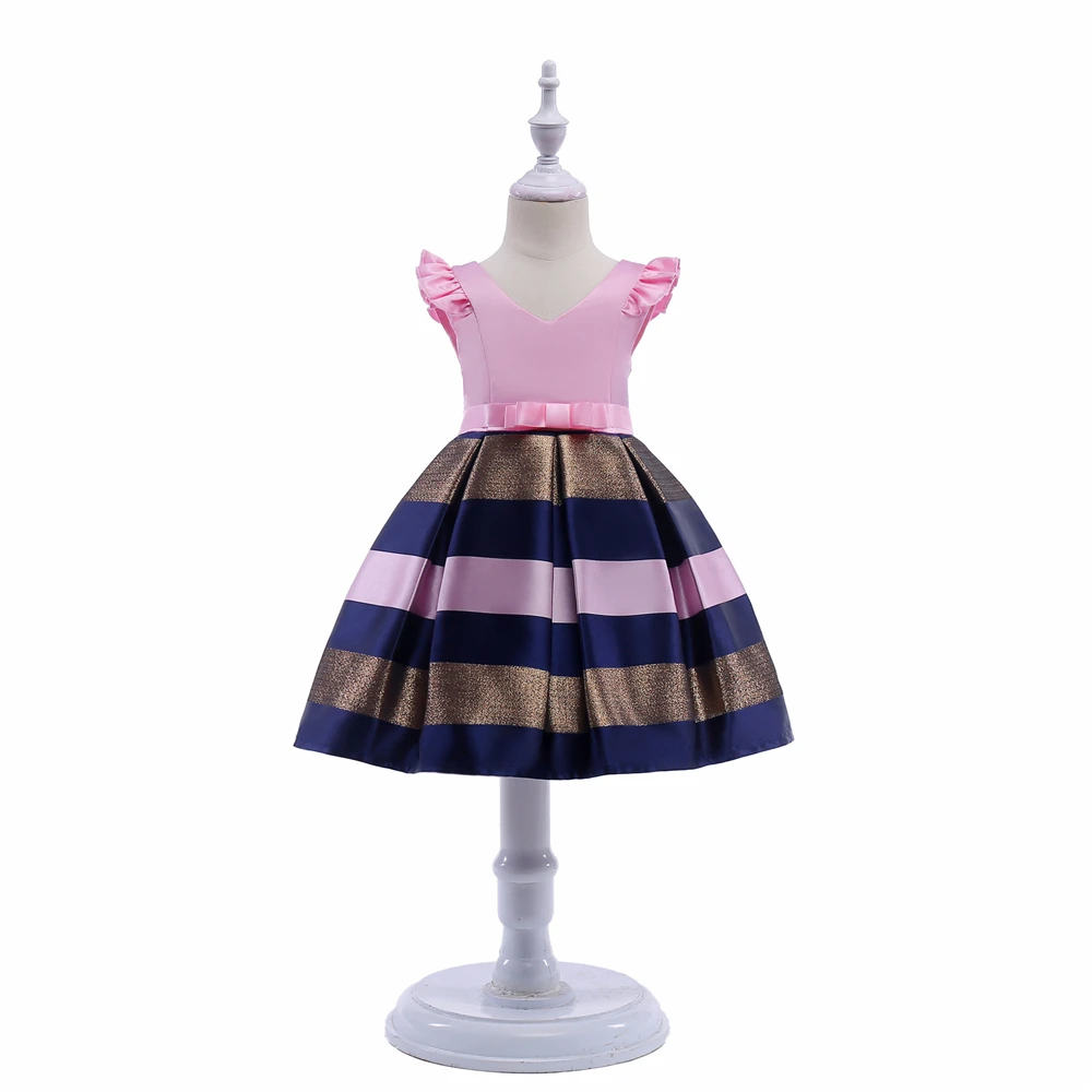 Yeedison Summer Kids Dresses For Girls Party Striped Princess Dress 2018 Bow Little Girls Ball Gown V-Neck Children Girl Costume (11)