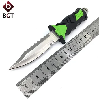 

BGT Tactical Leggings Diving Straight Knife Rubber Handle ABS Plastic Scabbard Outdoor Survival Rescue Combat Fixed Blade Knives