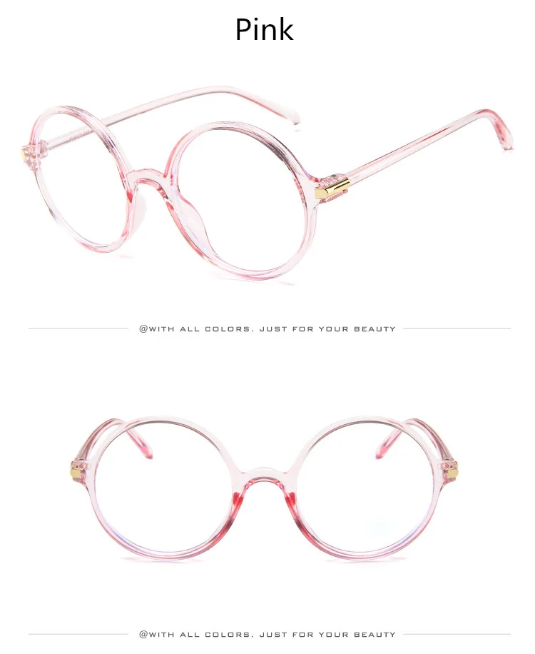 DesolDelos Round Glasses Frame Men Anti Blue Light Glasses Women Fake Glasses Pink Optical Eyeglasses Frame Transparent Lens