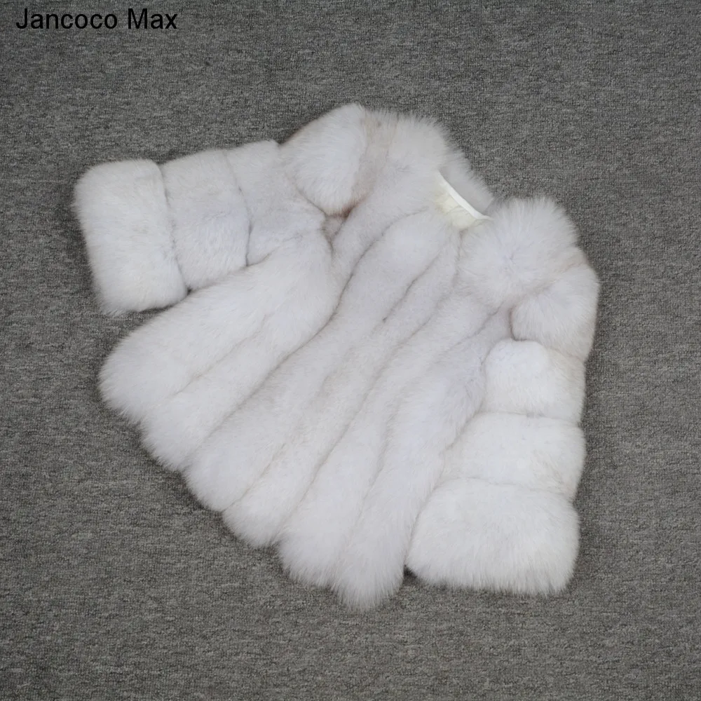 Jancoco Max натуральным лисьим мехом пальто Зимняя теплая укороченная куртка для Для женщин высокое качество натурального меха короткая верхняя одежда S7150