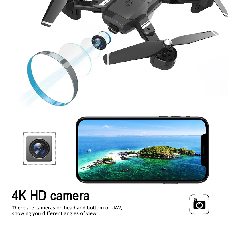  Global Drone GW06 4K Camera Drones with Camera HD Optical Flow Follow Me RC Helicopter Quadrocopter