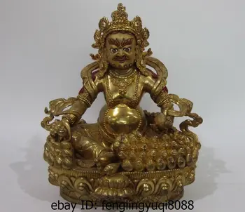 

Tibet temple Copper Gold Gilt God of Wealth kubera Yellow Jambhala Buddha Statue