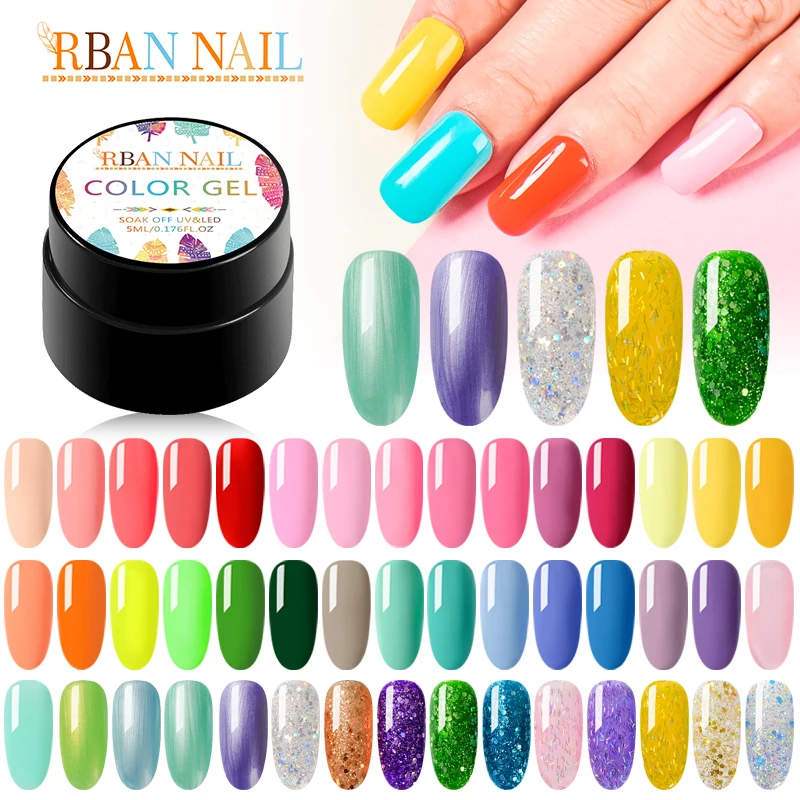 

RBAN NAIL UV Gel Varnish Nail Polish Set For Manicure Gellak Semi Permanent Hybrid Nails Art Soak Off Glitter Gel Nail Polish
