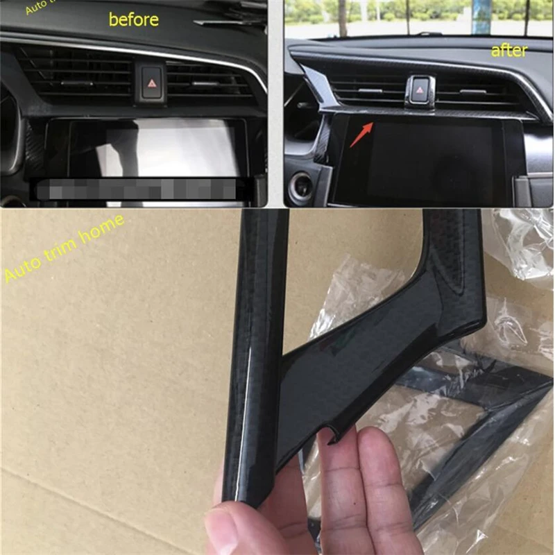 Air Vent Cover,Upper Air Vent Cover,2pcs Carbon Fiber Interior Upper Air Vent Outlet Cover Trim Fit for Honda Civic 2016-2019