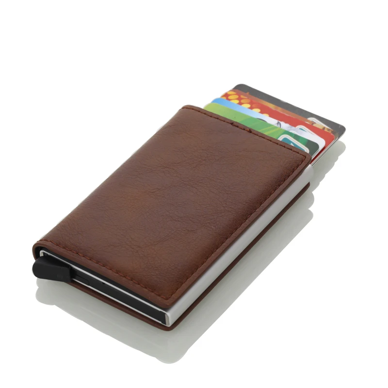 

Wholesale 2019 New PU Leather Card Holder Men And Women Card Id Holders RFID Aluminium Credit Card Holder Travel Card Wallet