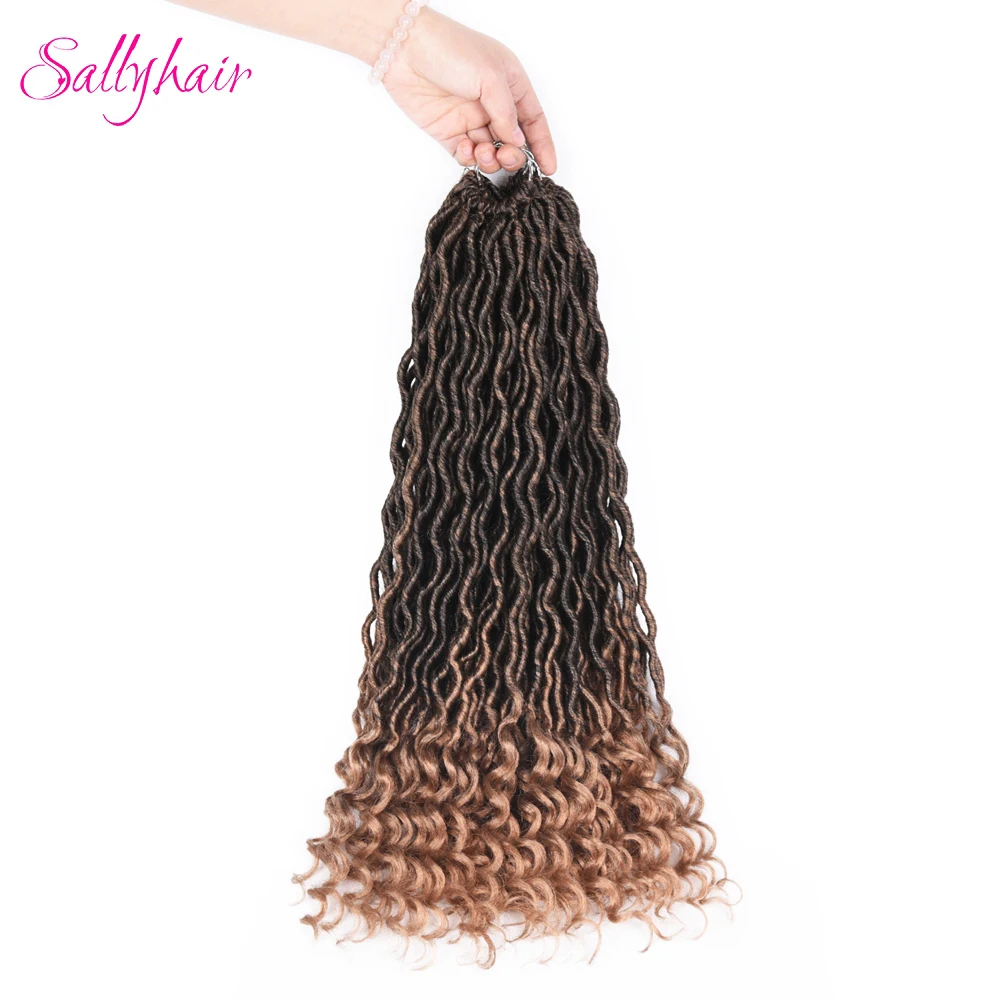 Sallyhair 24 пряди/упаковка Faux locs Curly синтетический Омбре цвет плетение волос крючком косы для наращивания волос черный коричневый бренды