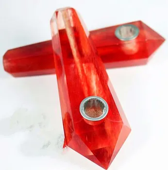 

50 Pcs Wholesale ! Natural Red Smelt stone Quartz Crystal Smoking Pipe