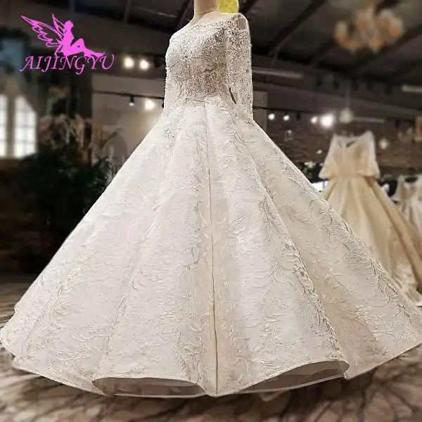 Aijingyu Muslim Wedding Dress Preowned Ivory Bridal Wear Front