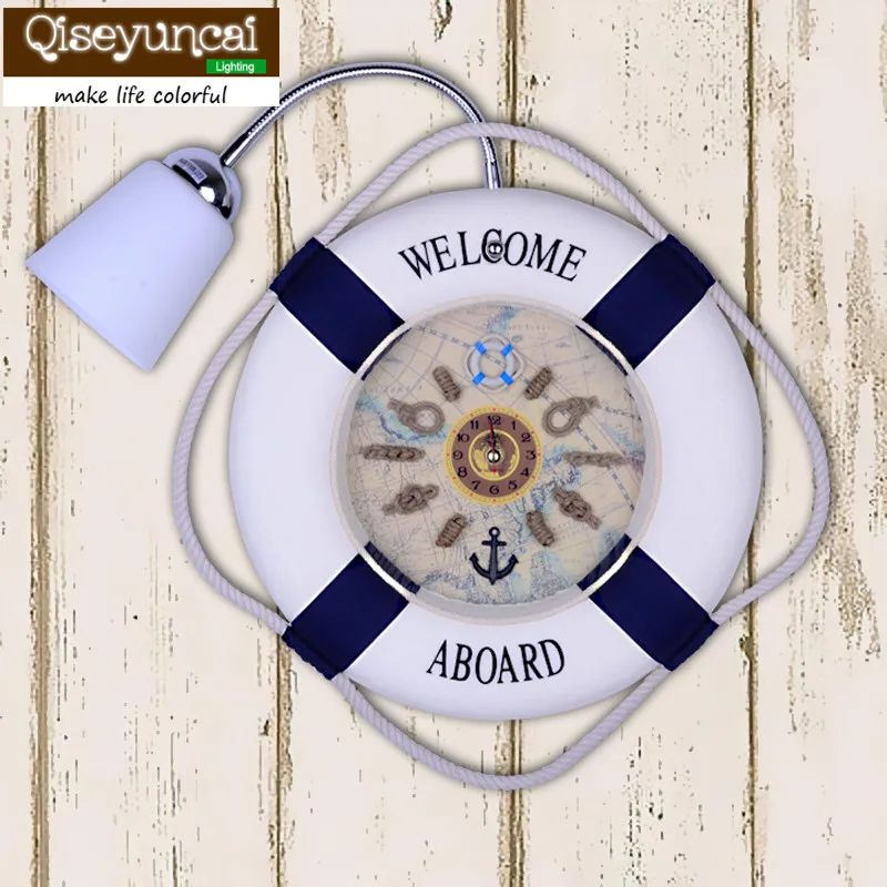 

qiseyuncai 2018 Mediterranean LED eye wall lamp children's room clock decorative wall lamp single head wall lamp
