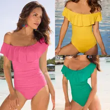 Itfabs Для женщин Сплошной Высокая Талия Slash Средства ухода за кожей шеи спинки Купальники для малышек ванный комплект бразильский Монокини Купальники боди