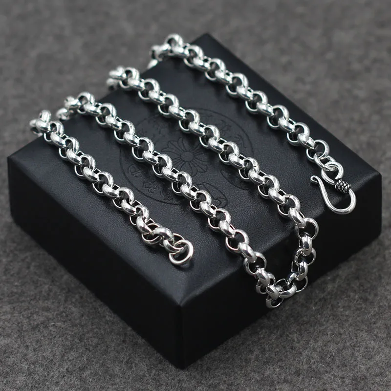 

925 sterling silver jewelry silver pearl chain retro 8mm men's sweater chain necklace special offer