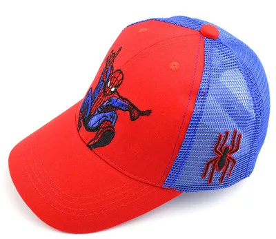 Новые шапки для маленьких мальчиков и девочек с рисунком Человека-паука, новые хлопковые бейсболки с вышивкой для малышей, Детские кепки в стиле хип-хоп для мальчиков и девочек - Цвет: B Mesh