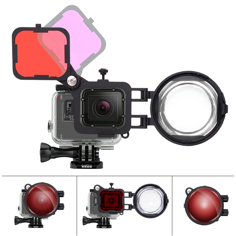 Красный пурпурный фильтр для коррекции цвета с макро объективом 16X Gopro Hero 7 6 5