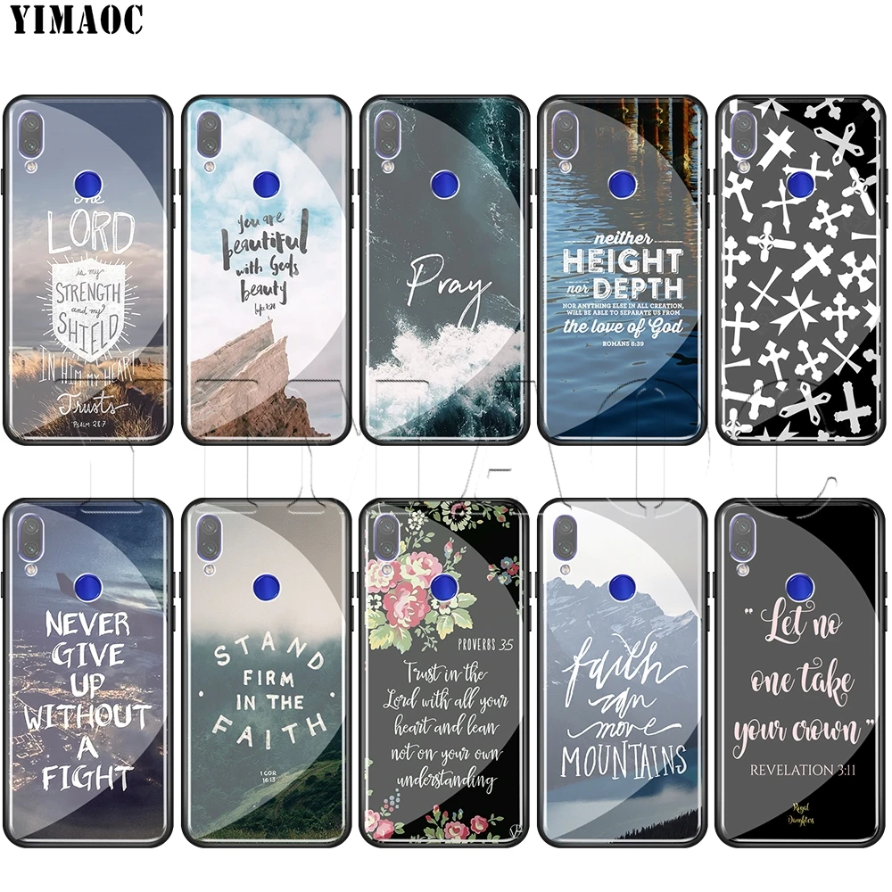 

YIMAOC Bible Verse Jesus Christ Christian Tempered Glass Case for xiaomi redmi note 4X 5 6 7 Pro 6A 8 9 A1 A2 Pocophone F1