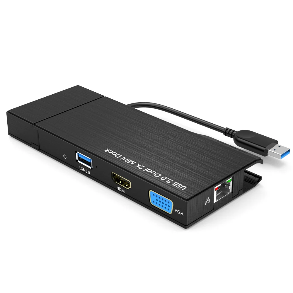 Full HD Dual 2K комбо мини док-станция USB 3,0 концентратор SD кардридер гигабитный Ethernet концентратор мульти-Дисплей HDMI/VGA для Mac Window