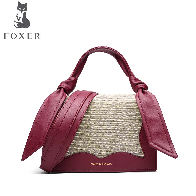 

FOXER bags for women 2019 new women leather bag fashion cowhide splice tote handbags bags designer women leather shoulder bag