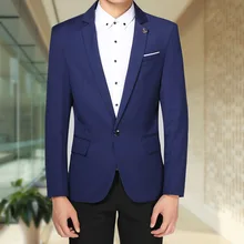 Подгонянный мужской костюм куртка Тонкий Повседневный сплошной цвет Мужская Мода Тренд одна пуговица костюм куртка