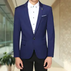 Индивидуальные новый мужской пиджак тонкий повседневные однотонные мужские тенденции моды одной кнопки пиджак