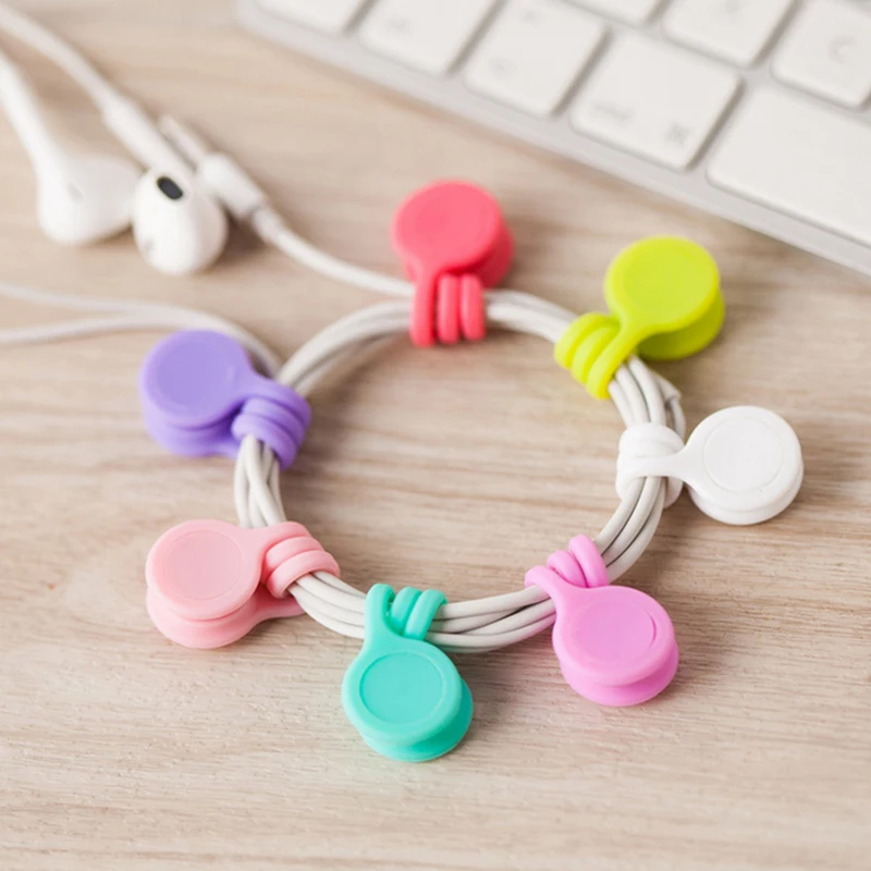 

3pcs Soft Silicone Magnetic Cable Organizer Winder Cord Earphone Storage Holder Clips Cable Winder For Earphone For Data Cable