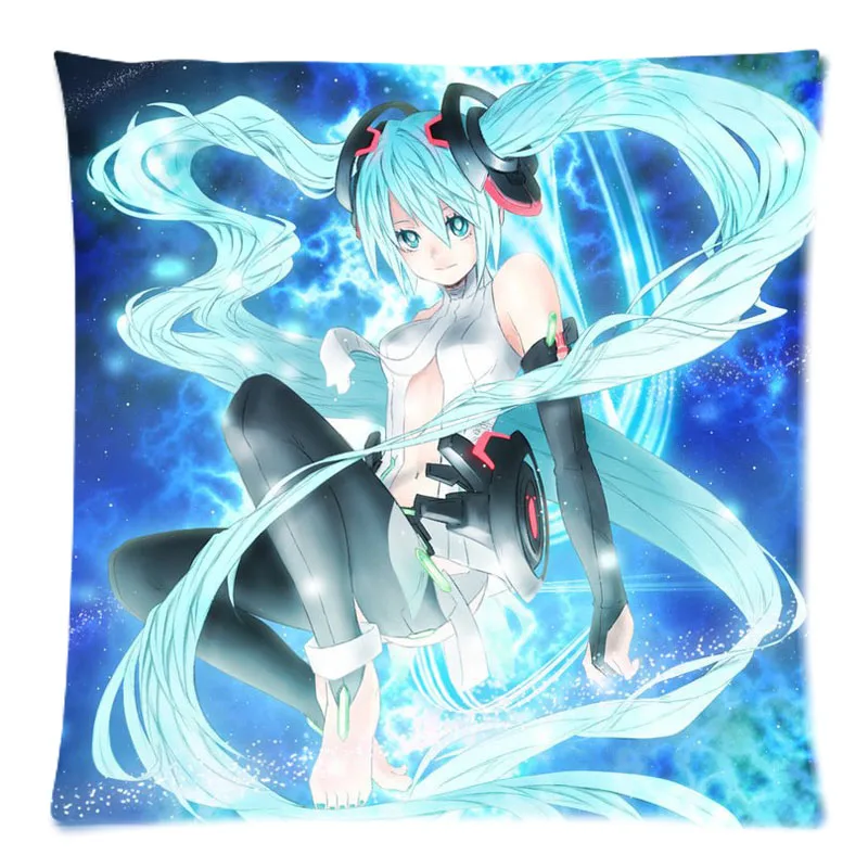 1066 35 De Réductionlivraison Gratuite Cheveux Bleus Anime Fille Hatsune Miku Motif Double Face Imprimé Housse De Coussin Coton Linge Taie