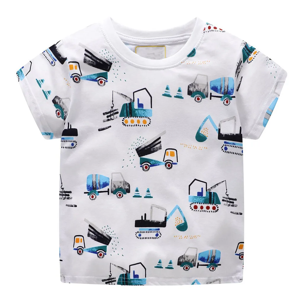 

Huang Neeky W#4 Fashion Daily Toddler Kids Baby Boys Clothes Short Sleeve Cartoon Pattern Tops Shirt Blouse