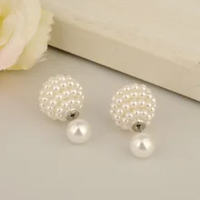 7 Colors Brand New Intimation Pearl Stud Earrings for Women Double Side Grape Shpe Ball Brincos Cute Girl Christmas Gift E1499