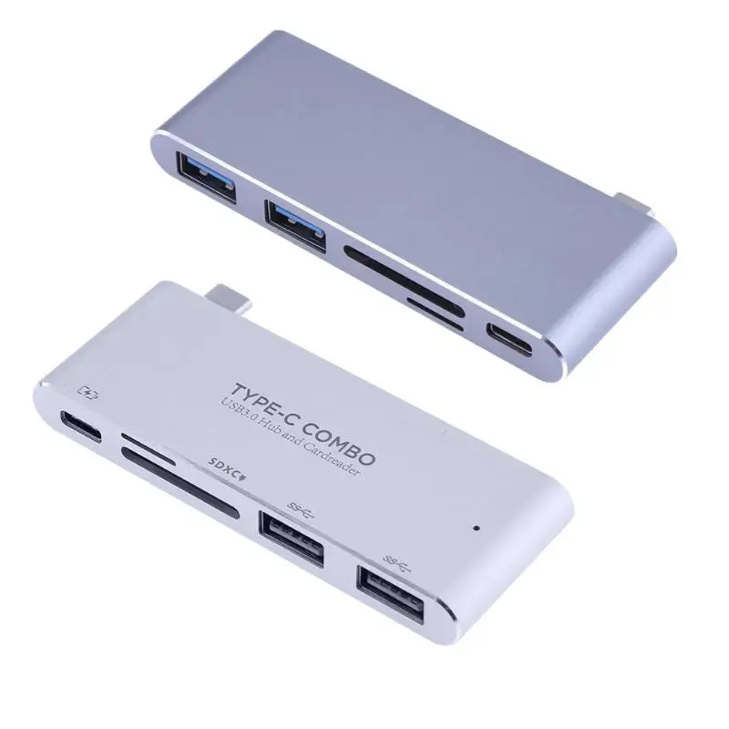 5 в 1 Тип-C HUB USB 3.1 combo многофункциональный Card Reader зарядки адаптер 2 x портов USB 3.0 USB-хабы для ноутбуков телефоны