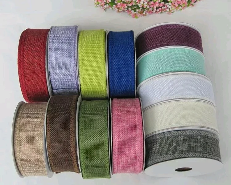 10Y44267 1.5"(38mm) 13colors linen ribbon printed polyester ribbon 10