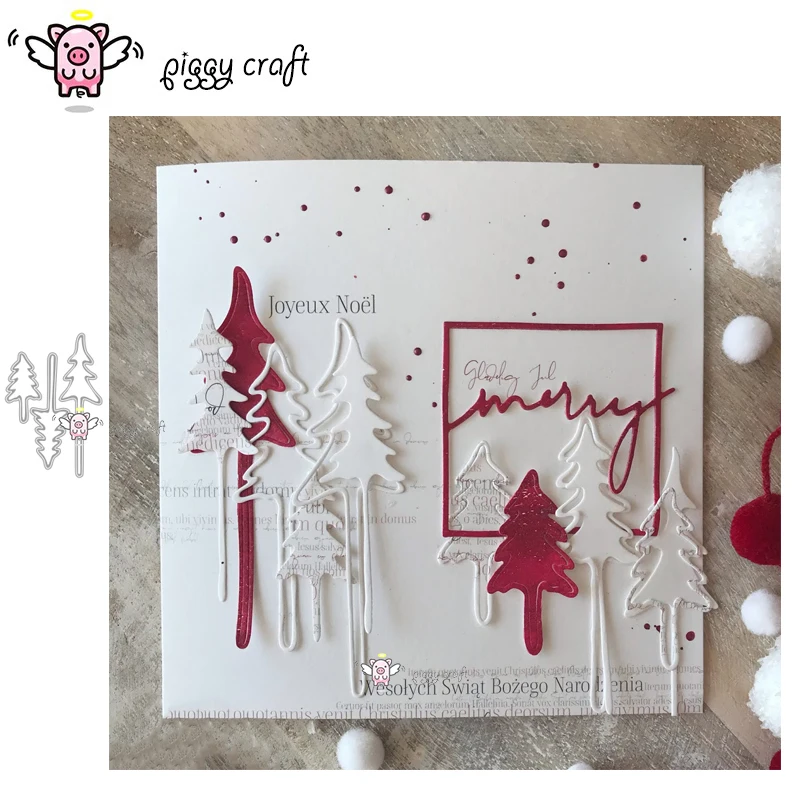 

Piggy Craft metal cutting dies cut die mold 3Pcs Christmas tree Scrapbook paper craft knife mould blade punch stencils dies