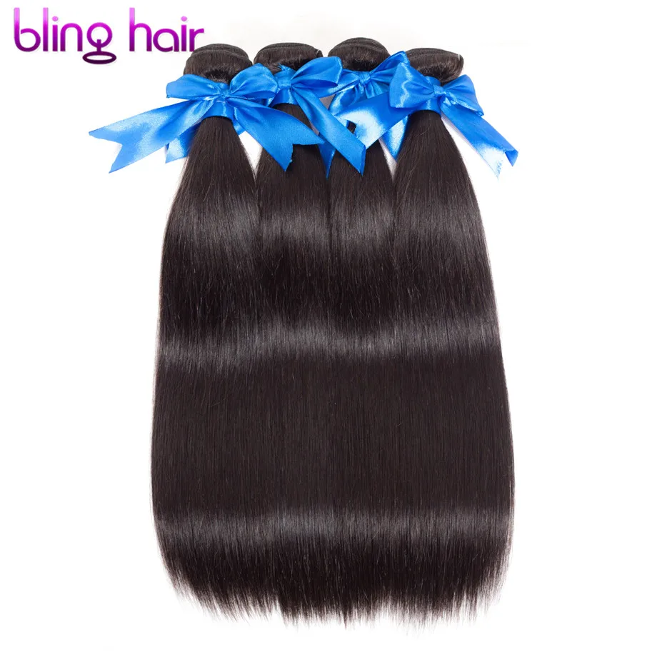 

Bling Hair 100% Remy Straight Human Hair Bundles Brazilian Hair Weave 1/5/10 Bundles Natural Color Double Weft Free Shipping