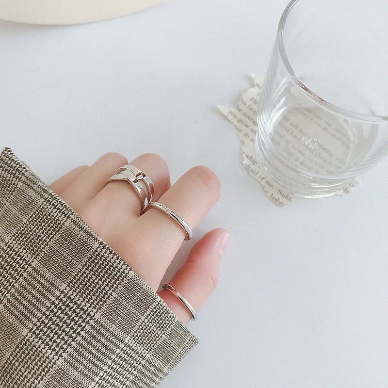 Minimalist 925 sterling silver moon & sun letter rings for women ringen, simple wedding ring woman silver 925 jewellery