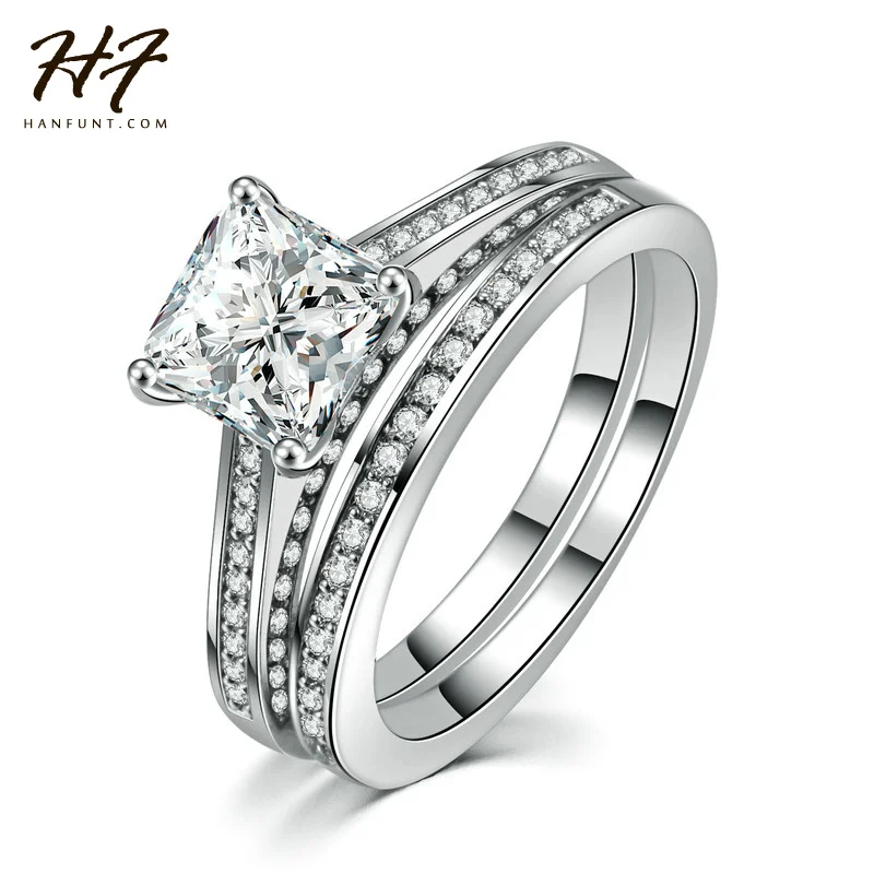 

Sliver Color Bijoux Fashion Wedding & Engagement Ring Set AAA+ CZ Crystal Jewelry For Women As Chirstmas Gift R605