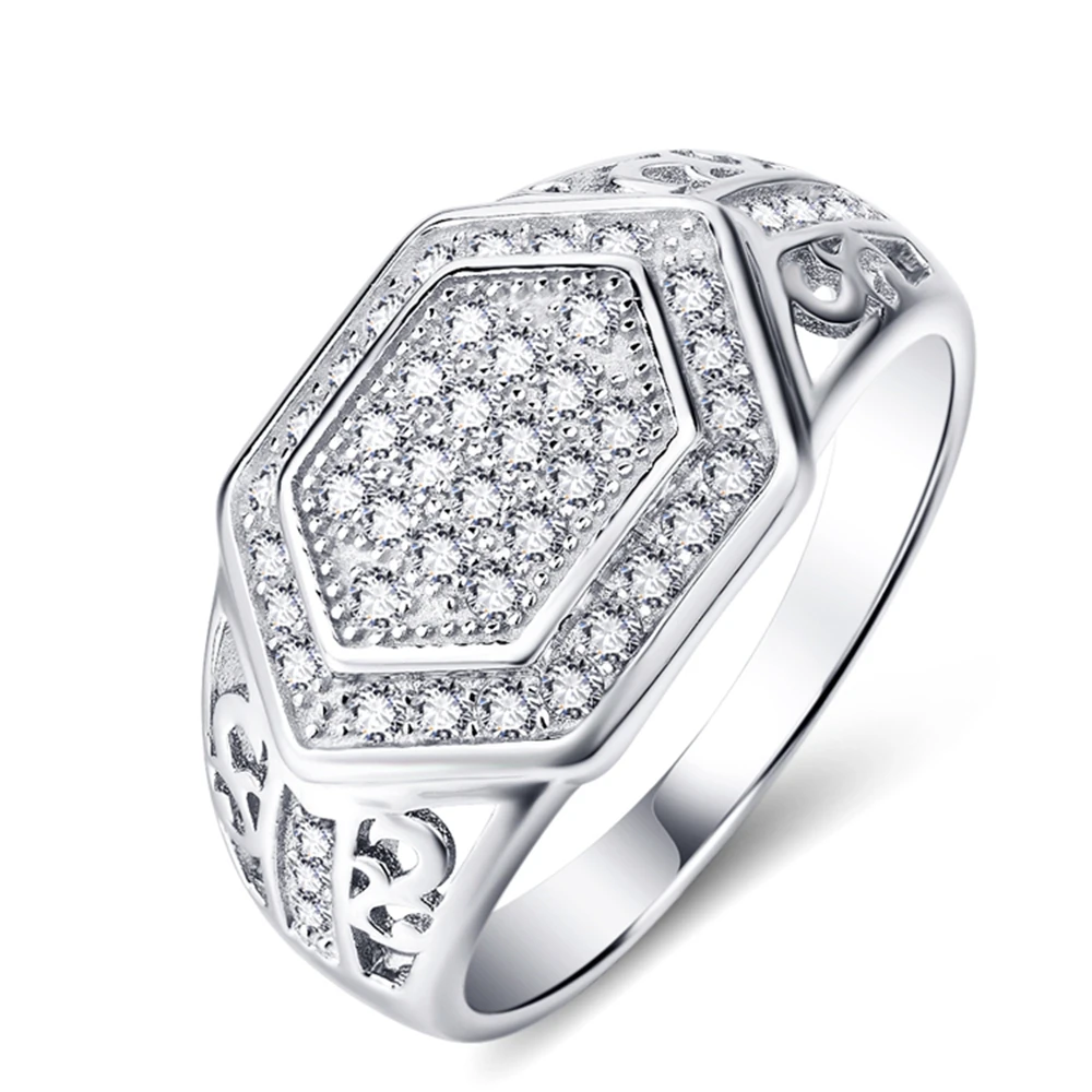 Fashion Luxury 925 Sterling Silver Fine Jewelry Big Rings with Shield Cabochon Men's Male Party