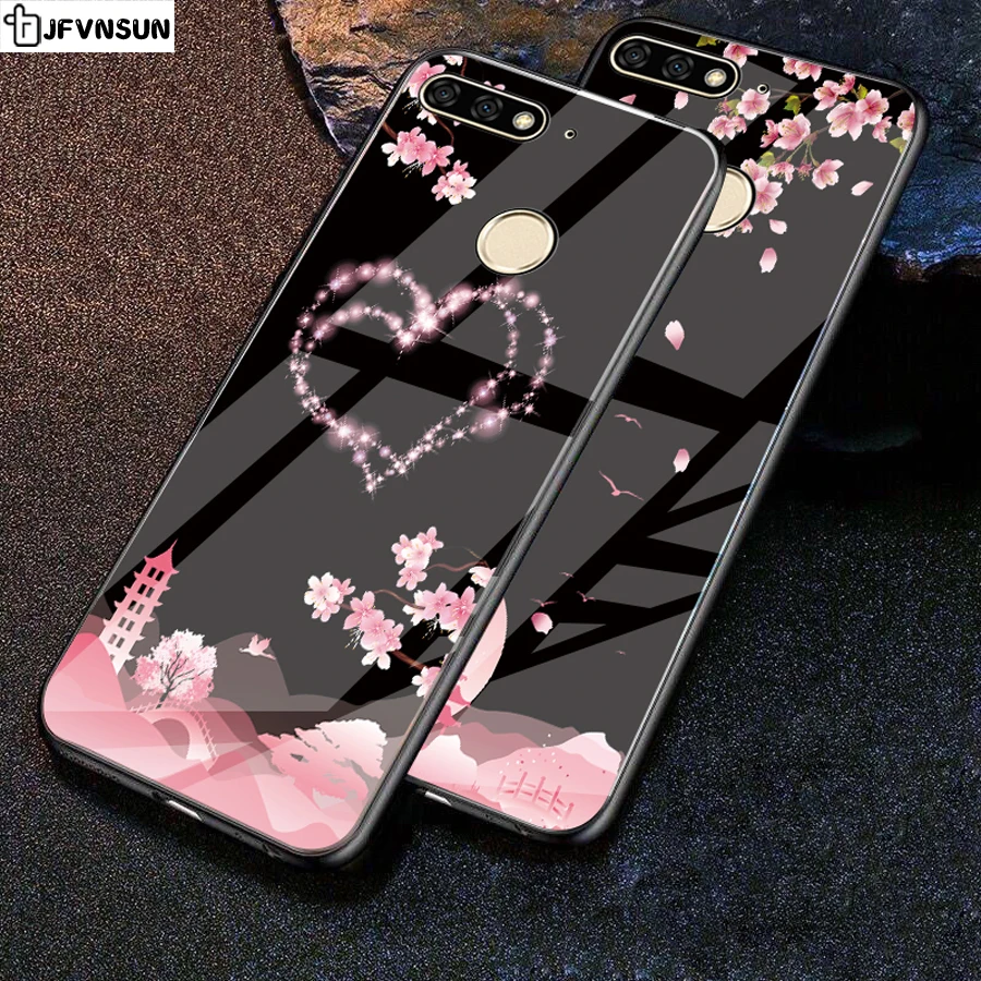 

huawei Honor 7A Pro Case on Honor 7A Pro aum-L29 Case 5.7" SLIM Luxury Mirror Tempered Glass Case For Huawei Honor 7A Pro Cover