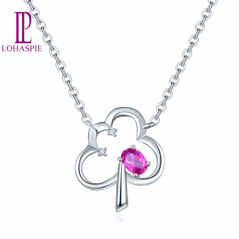 

Lohaspie Poker Pendant & Necklace Solid 18K White Gold Natural Gemstone Ruby & Diamond Fine Jewelry For Women's Gift NEW Arrival
