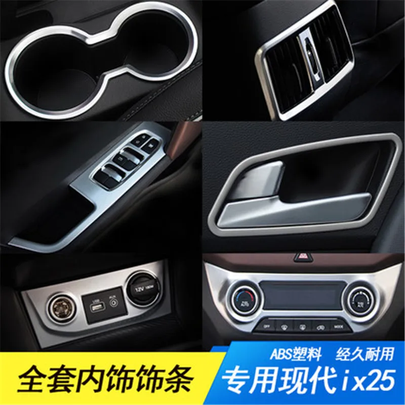 

ABS Center Console Panel Stickers Sequin Frame Interior Decoration For Hyundai Creta IX25 2015 2016 Auto Accessories Car-styling