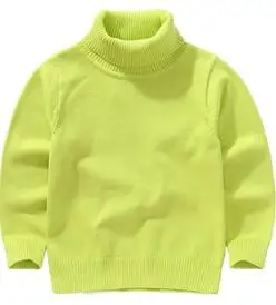 Г. Осенняя детская одежда повседневные Плотные хлопковые вязаные свитера с воротником под горло для мальчиков и девочек пуловеры для мальчиков и девочек - Цвет: light green