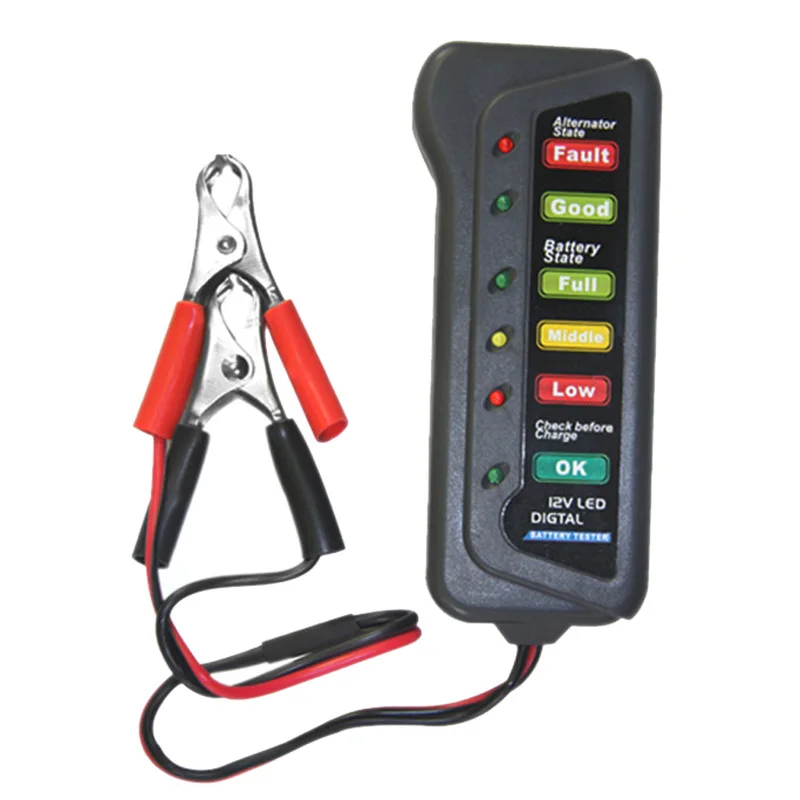 12V Car Battery Tester Motorcycle Alternator Car-detector 6 LED Indicate Vehicle Testing Tool | Автомобили и мотоциклы