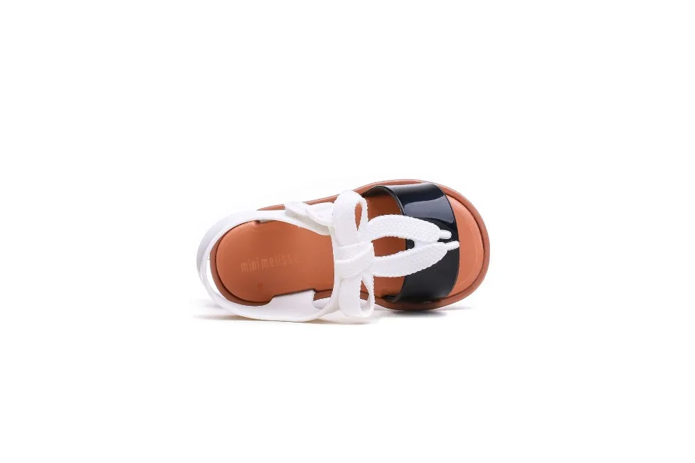 Mini Melissa/оригинальные 1:1 сандалии для девочек в римском стиле; Новинка года; летняя детская обувь; сандалии Melissa Rainbow; нескользящая обувь принцессы для девочек