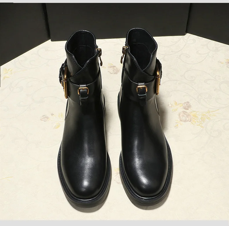 MYCOLEN/2019 г. Роскошные брендовые ботинки для женщин, роскошная брендовая модная обувь с пряжкой, женские ботинки «Челси»