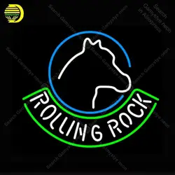 Неоновая вывеска для Rolling Rock Beer неоновых ламп знак лампы стеклянные трубки украсить пивной бар комнаты ручной работы Произведение